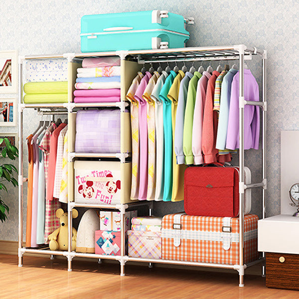 Contemporary Style Metal Wardrobe 3-door Wardrobe Closet for Home