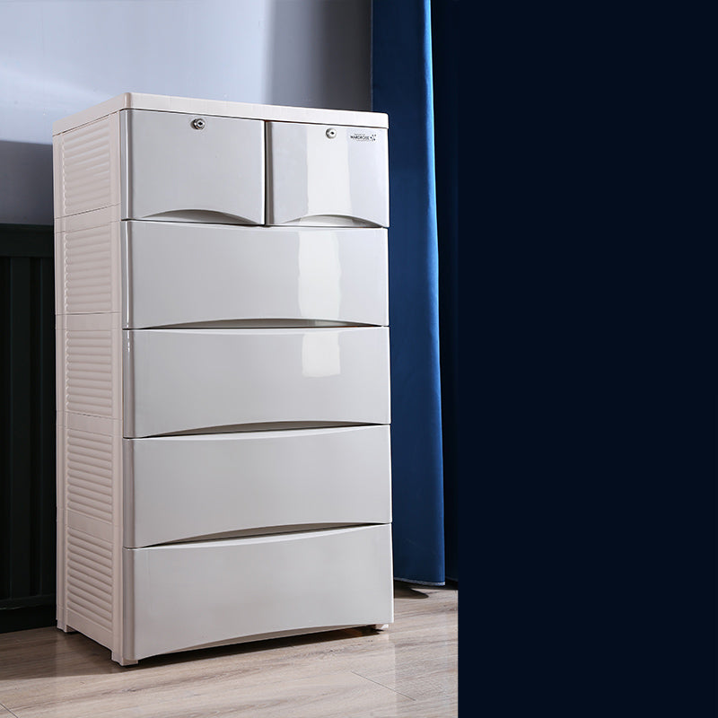 Plastic Polished Finish Storage Cabinet Contemporary Cabinet with Drawers