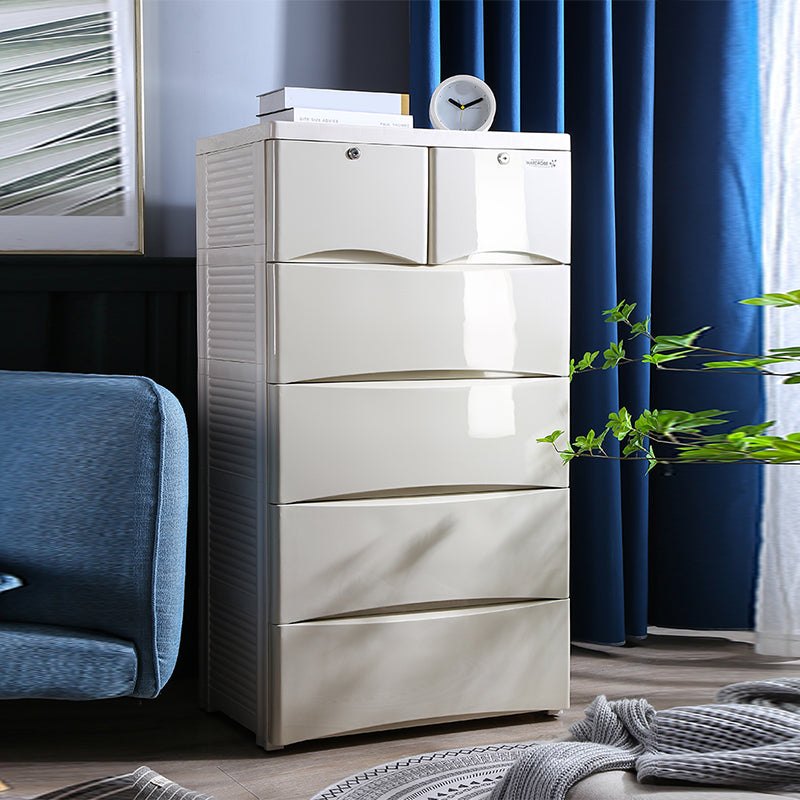 Plastic Polished Finish Storage Cabinet Contemporary Cabinet with Drawers