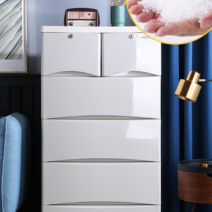 Plastic Polished Finish Storage Cabinet Contemporary Cabinet with Drawers