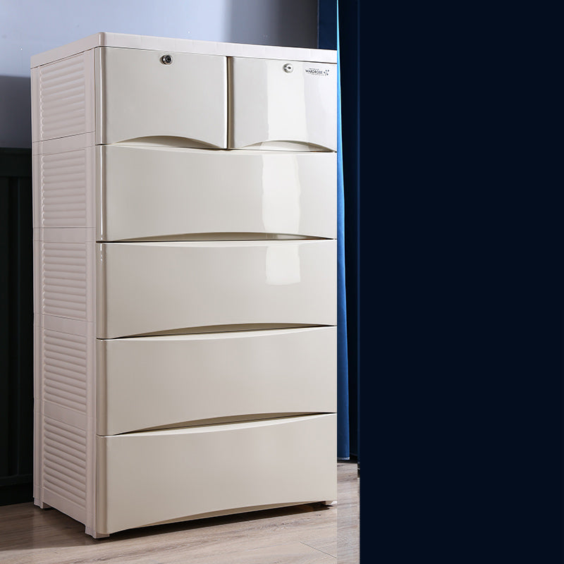 Plastic Polished Finish Storage Cabinet Contemporary Cabinet with Drawers