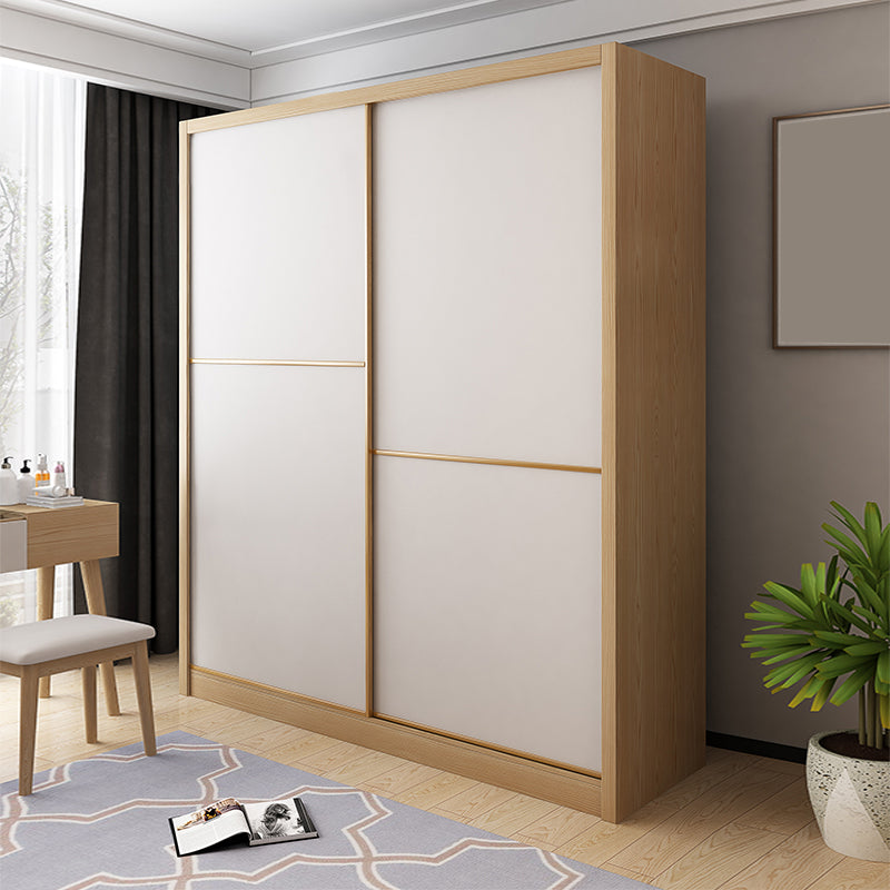 Contemporary Wooden Wardrobe Modern Cloth Rod Included Wardrobe Closet for Bedroom