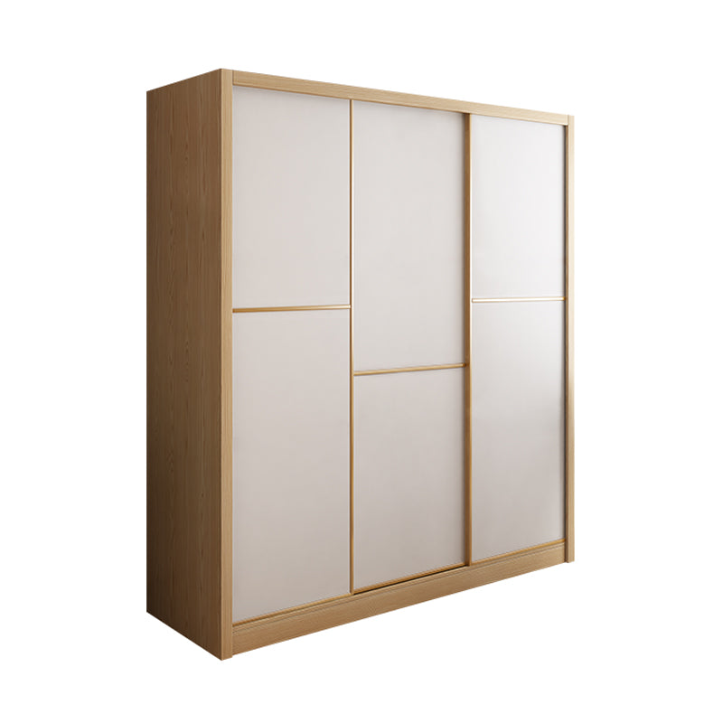 Contemporary Wooden Wardrobe Modern Cloth Rod Included Wardrobe Closet for Bedroom