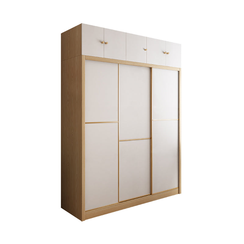 Contemporary Wooden Wardrobe Modern Cloth Rod Included Wardrobe Closet for Bedroom