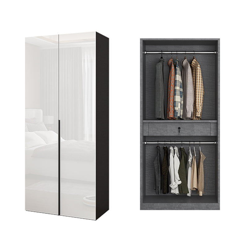 White Colour Wooden Wardrobe Cloth Rod Included Wardrobe Closet with Drawer