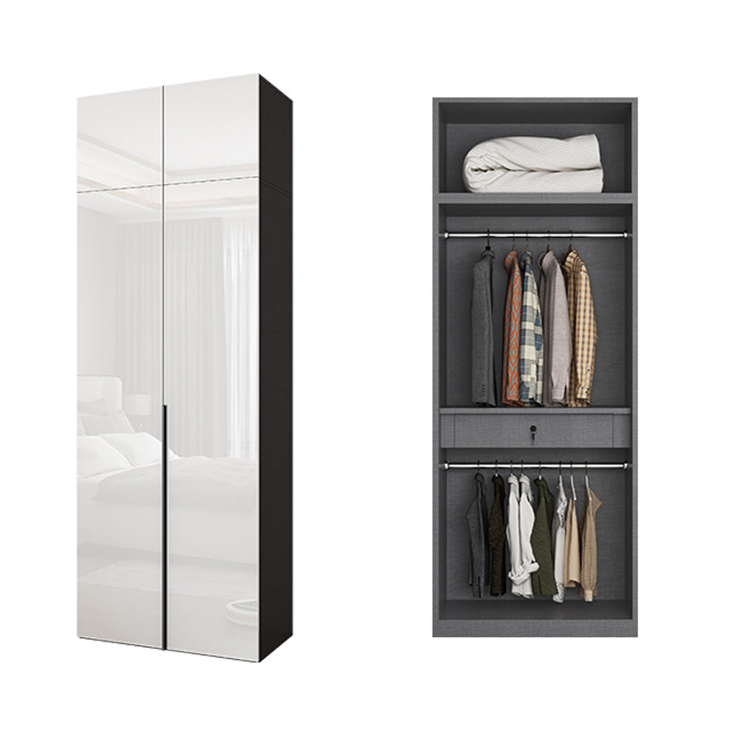 White Colour Wooden Wardrobe Cloth Rod Included Wardrobe Closet with Drawer