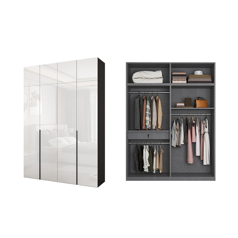 White Colour Wooden Wardrobe Cloth Rod Included Wardrobe Closet with Drawer