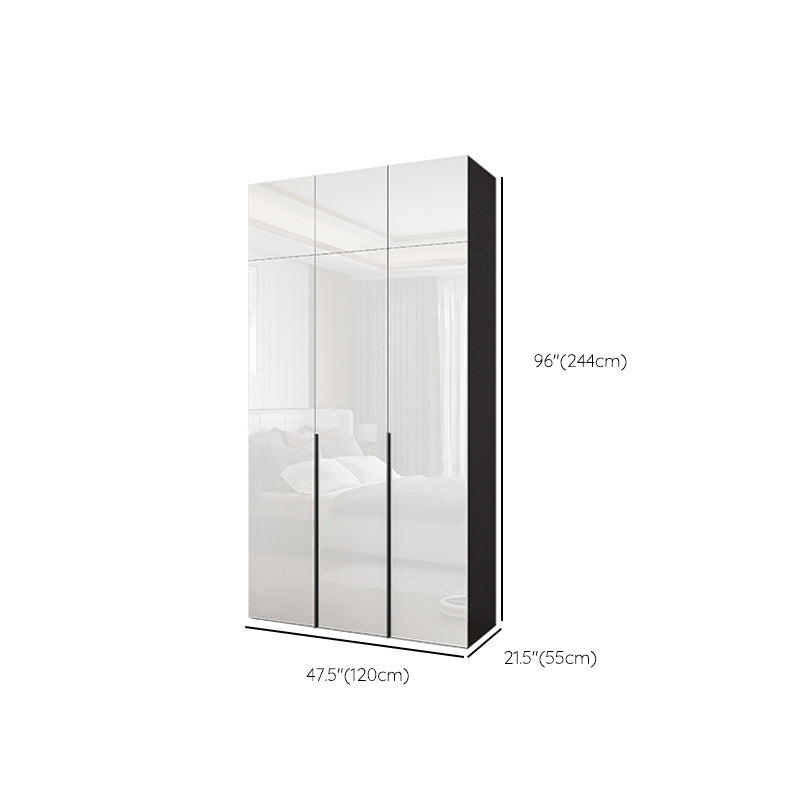 White Colour Wooden Wardrobe Cloth Rod Included Wardrobe Closet with Drawer