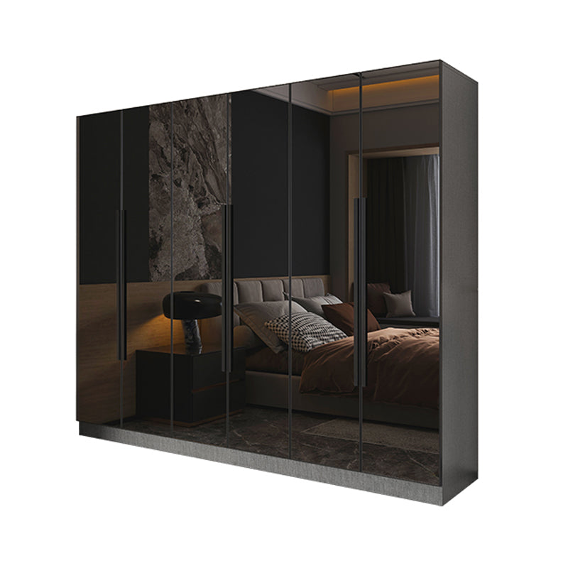 Black Color Glass Wardrobe Soft Close Door Wardrobe Closet for Home