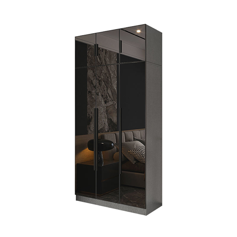 Black Color Glass Wardrobe Soft Close Door Wardrobe Closet for Home