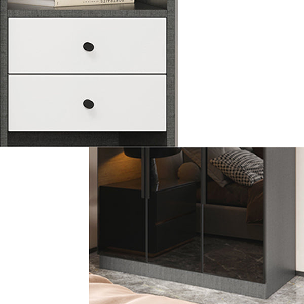 Black Color Glass Wardrobe Soft Close Door Wardrobe Closet for Home