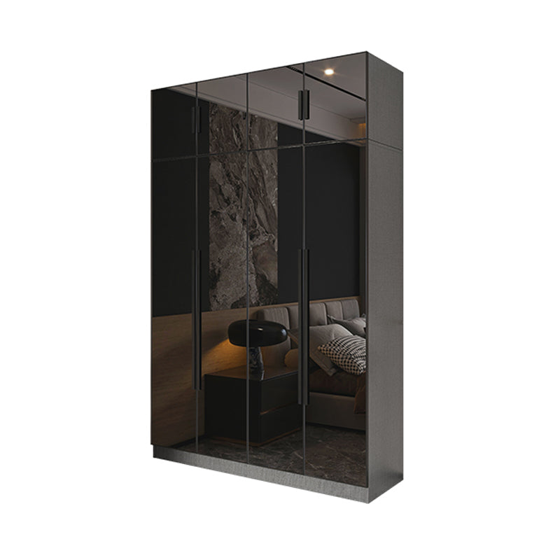 Black Color Glass Wardrobe Soft Close Door Wardrobe Closet for Home