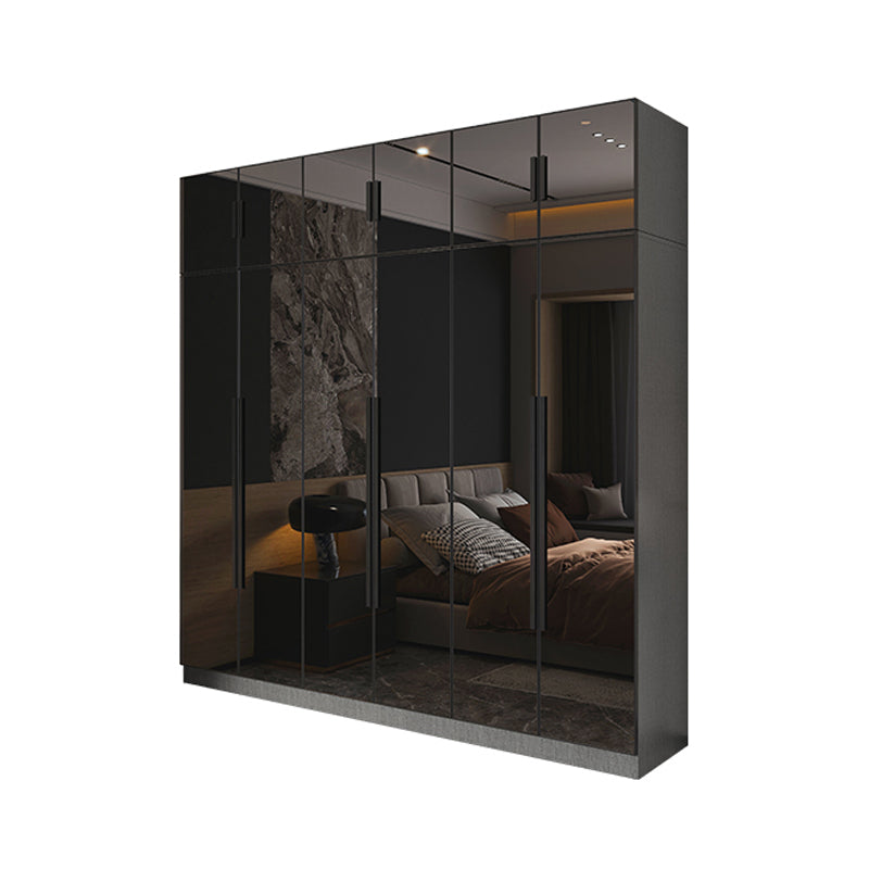 Black Color Glass Wardrobe Soft Close Door Wardrobe Closet for Home