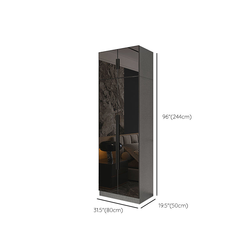 Black Color Glass Wardrobe Soft Close Door Wardrobe Closet for Home