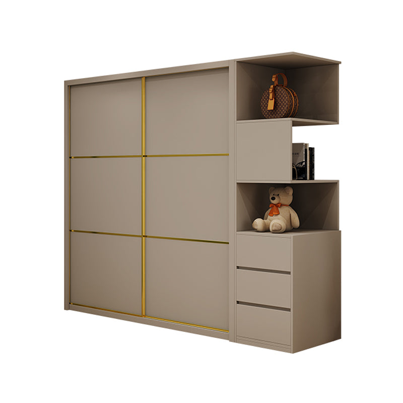 Contemporary Style Wardrobe Wooden Bedroom Wardrobe Closet with Clothes Rail