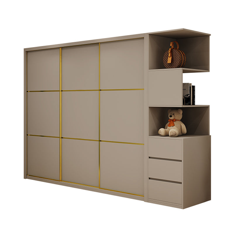 Contemporary Style Wardrobe Wooden Bedroom Wardrobe Closet with Clothes Rail