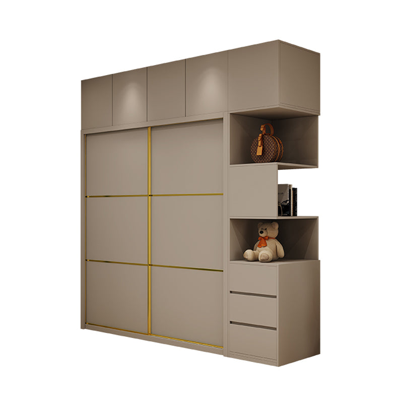 Contemporary Style Wardrobe Wooden Bedroom Wardrobe Closet with Clothes Rail