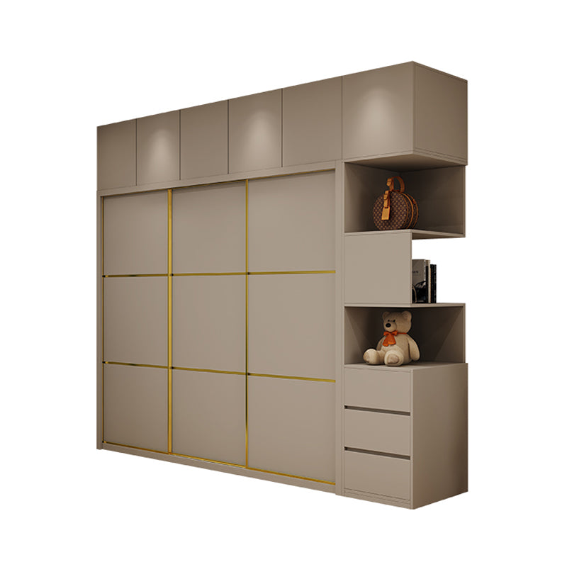 Contemporary Style Wardrobe Wooden Bedroom Wardrobe Closet with Clothes Rail