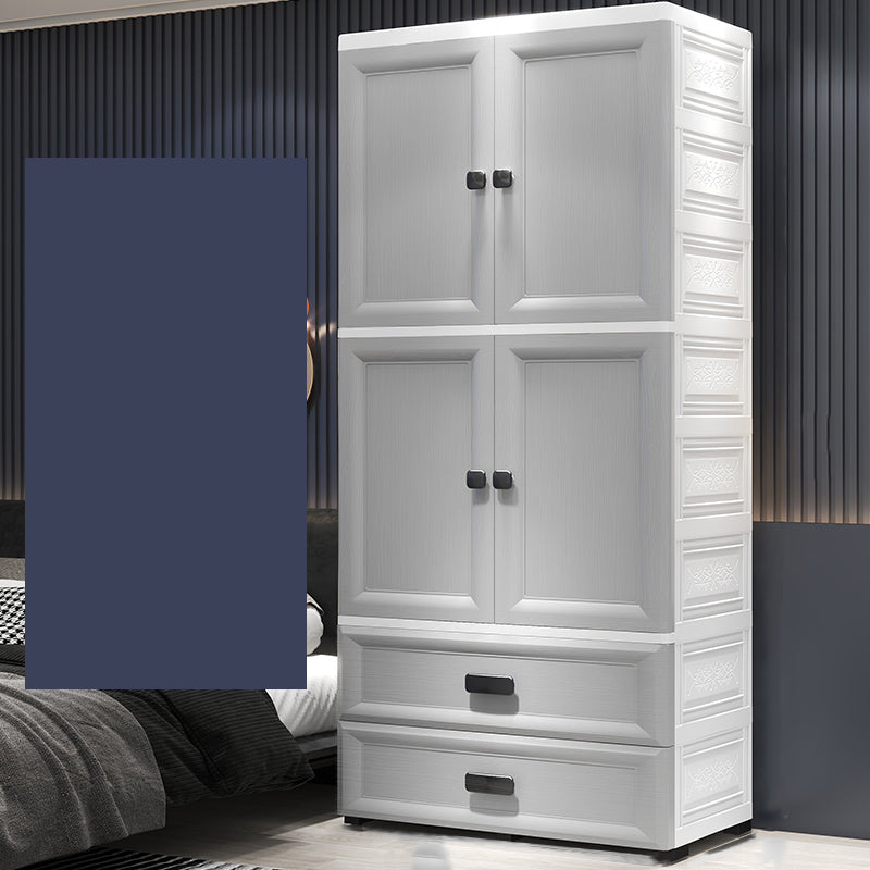 Modern Plastic Storage Cabinet for Bedroom Matte Finish Cabinet with Hinged Door