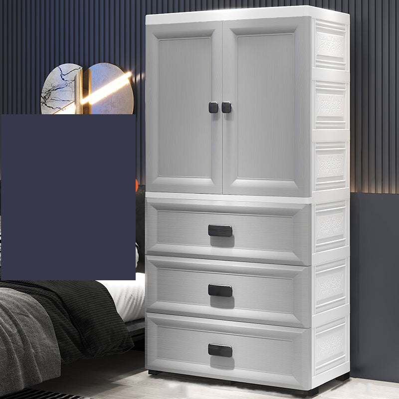 Modern Plastic Storage Cabinet for Bedroom Matte Finish Cabinet with Hinged Door