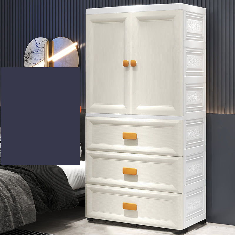 Modern Plastic Storage Cabinet for Bedroom Matte Finish Cabinet with Hinged Door