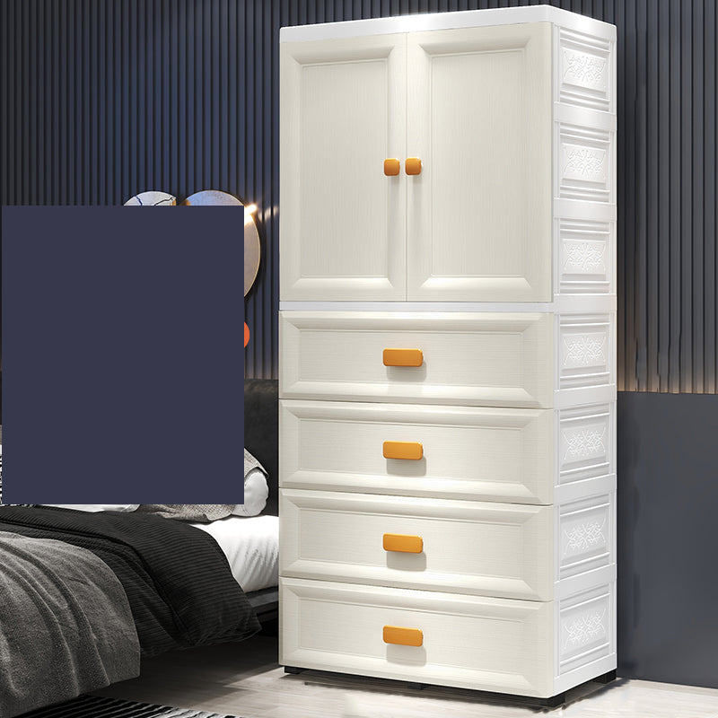 Modern Plastic Storage Cabinet for Bedroom Matte Finish Cabinet with Hinged Door