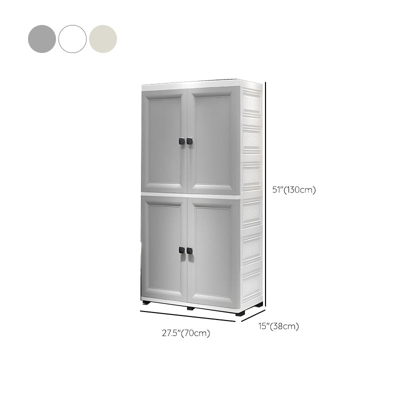 Modern Plastic Storage Cabinet for Bedroom Matte Finish Cabinet with Hinged Door