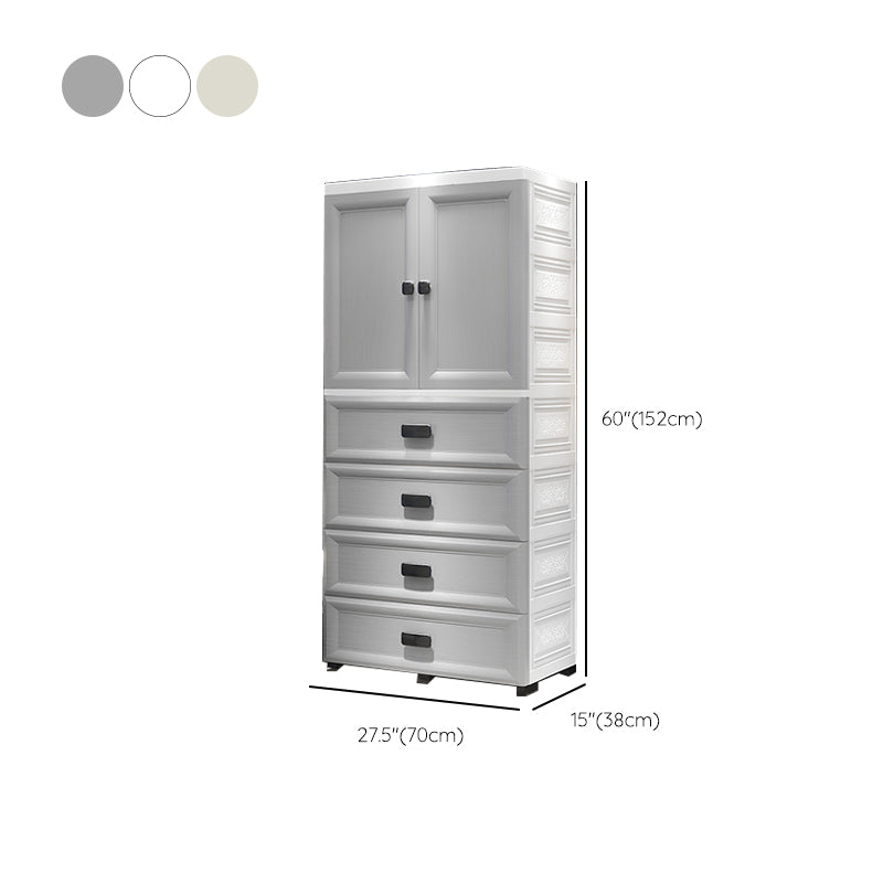 Modern Plastic Storage Cabinet for Bedroom Matte Finish Cabinet with Hinged Door