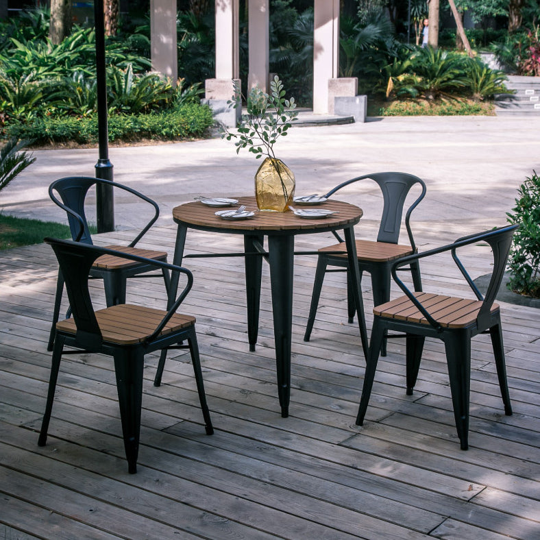 Contemporary Style 1/3/5 Pieces Metal Dining Set Reclaimed Wood Dining Table Set