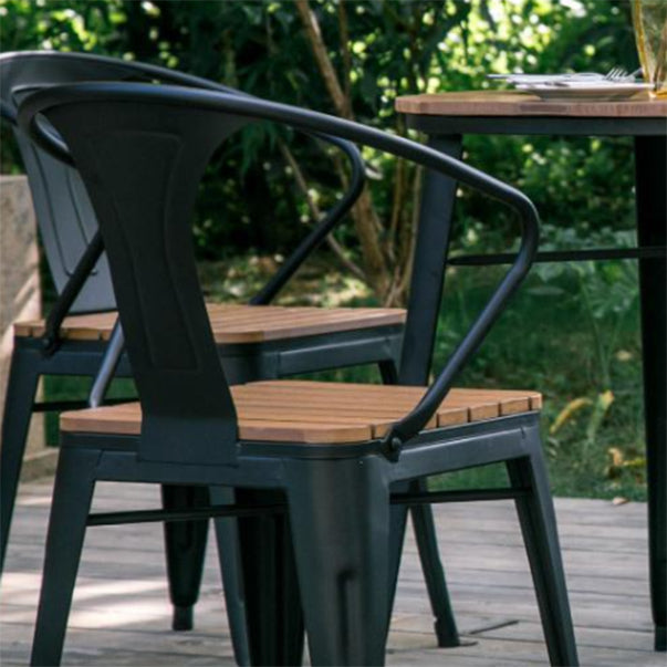 Contemporary Style 1/3/5 Pieces Metal Dining Set Reclaimed Wood Dining Table Set