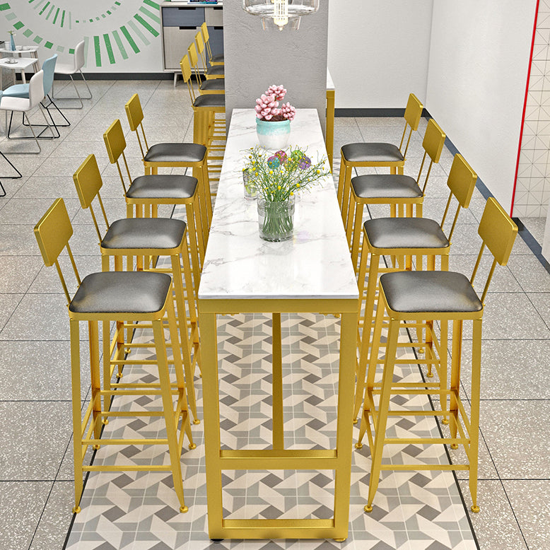 Glam Style Rectangle Bistro Set 1/5/9 Pieces Faux Marble Bar Table Set