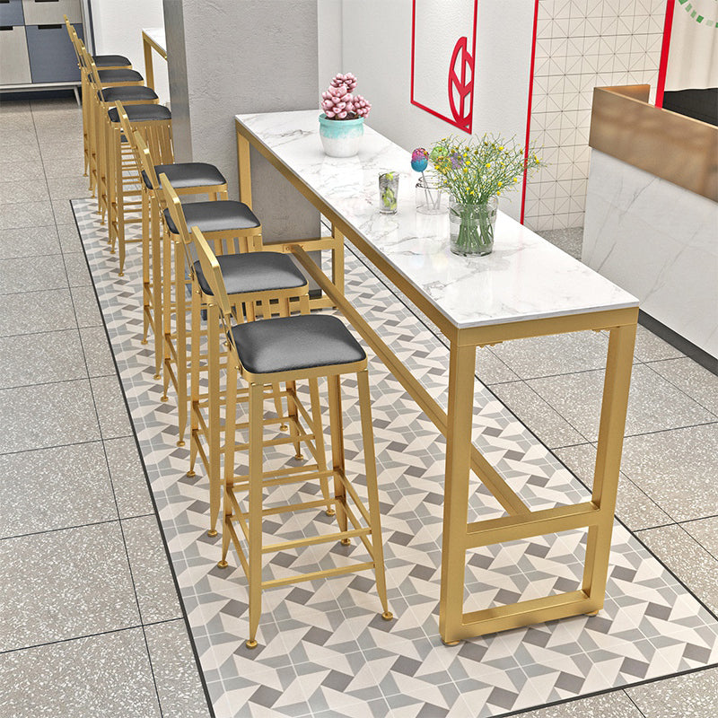 Glam Style Rectangle Bistro Set 1/5/9 Pieces Faux Marble Bar Table Set