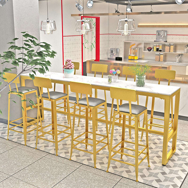 Glam Style Rectangle Bistro Set 1/5/9 Pieces Faux Marble Bar Table Set