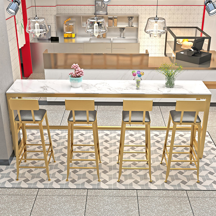 Glam Style Rectangle Bistro Set 1/5/9 Pieces Faux Marble Bar Table Set