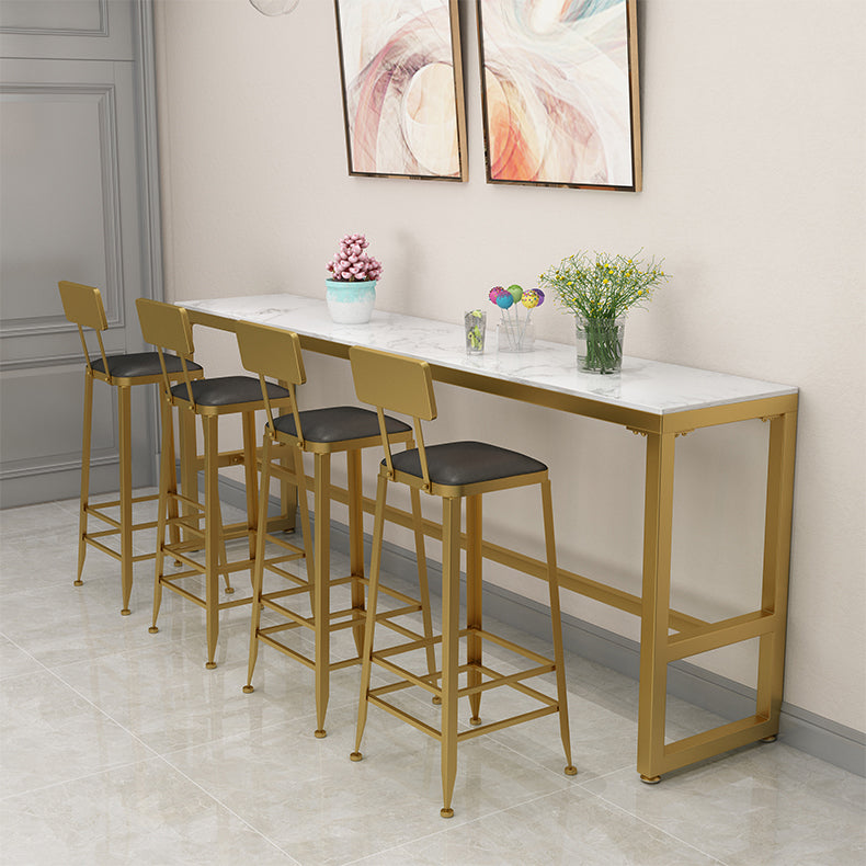 Glam Style Rectangle Bistro Set 1/5/9 Pieces Faux Marble Bar Table Set