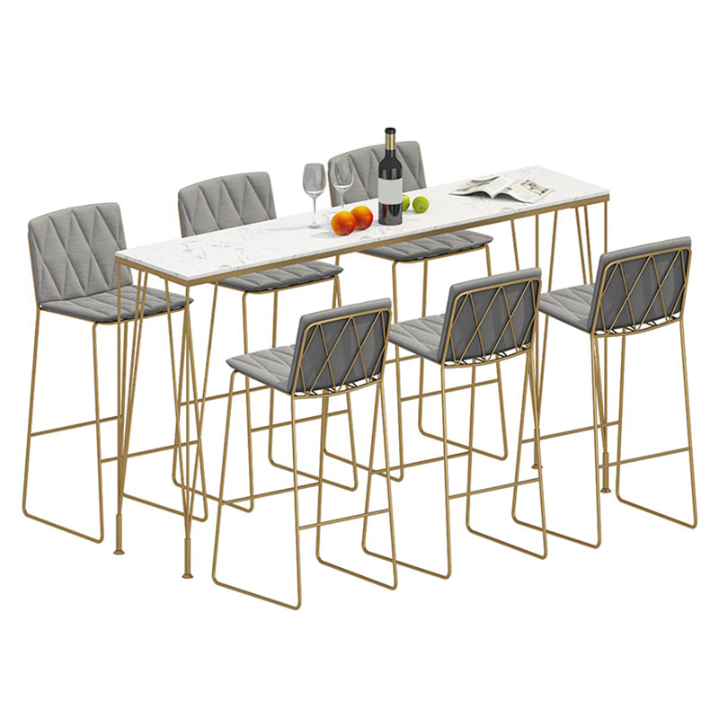 Glam Style Rectangle Bistro Set 1/7 Pieces Faux Marble Counter Set