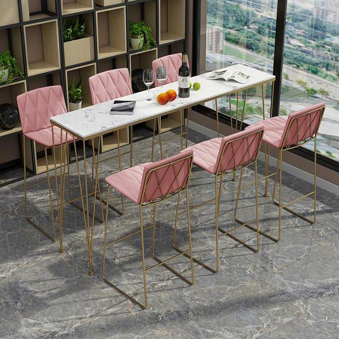 Glam Style Rectangle Bistro Set 1/7 Pieces Faux Marble Counter Set