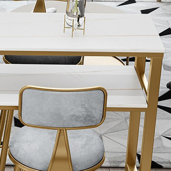 Glam Style Rectangle Bar Set 1/5 Pieces Stone Pub Dining Set for Indoor