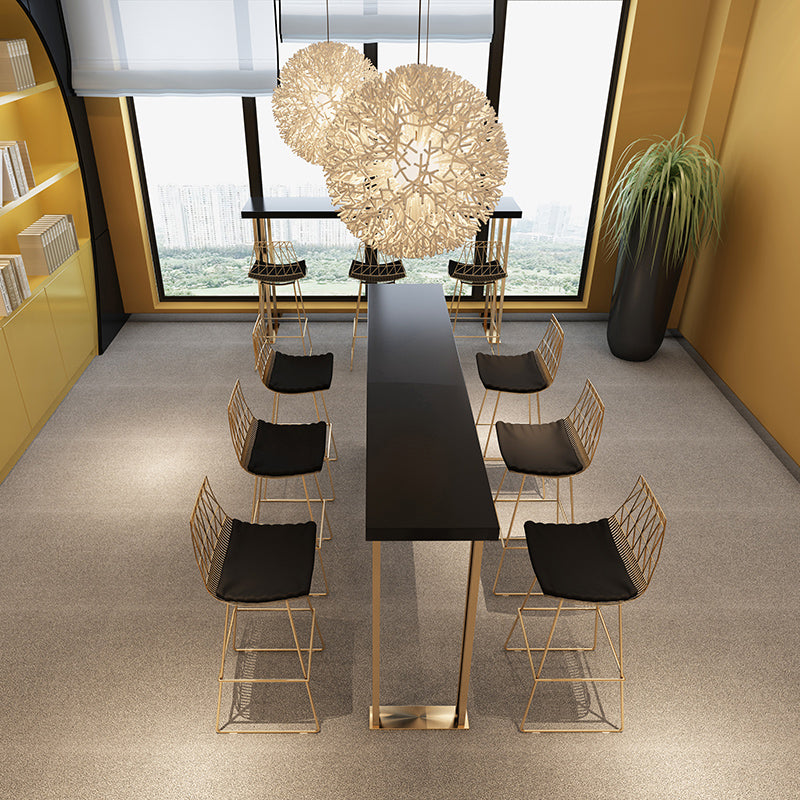 Glam Black Bar Table Set 1/2/7 Pieces Solid Wood Counter Table Set for Indoor