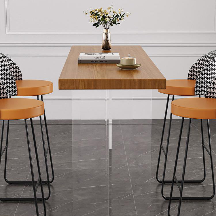 Rectangle Pub Dining Set 1/2/3/5/7 Pieces Solid Wood Counter Table with Upholstered Stools