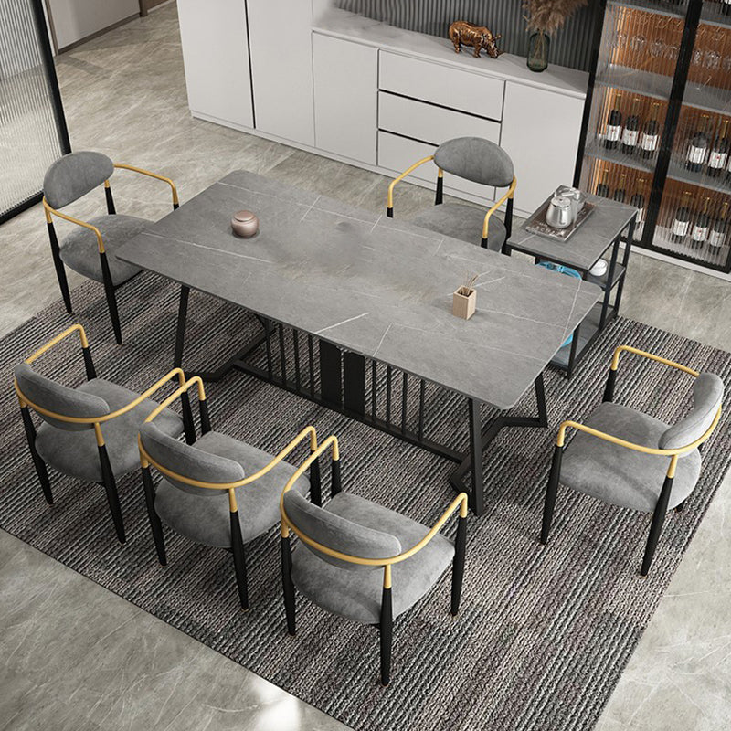 Contemporary Kitchen Dining Arm Chairs Upholstered Dining Chairs in Grey