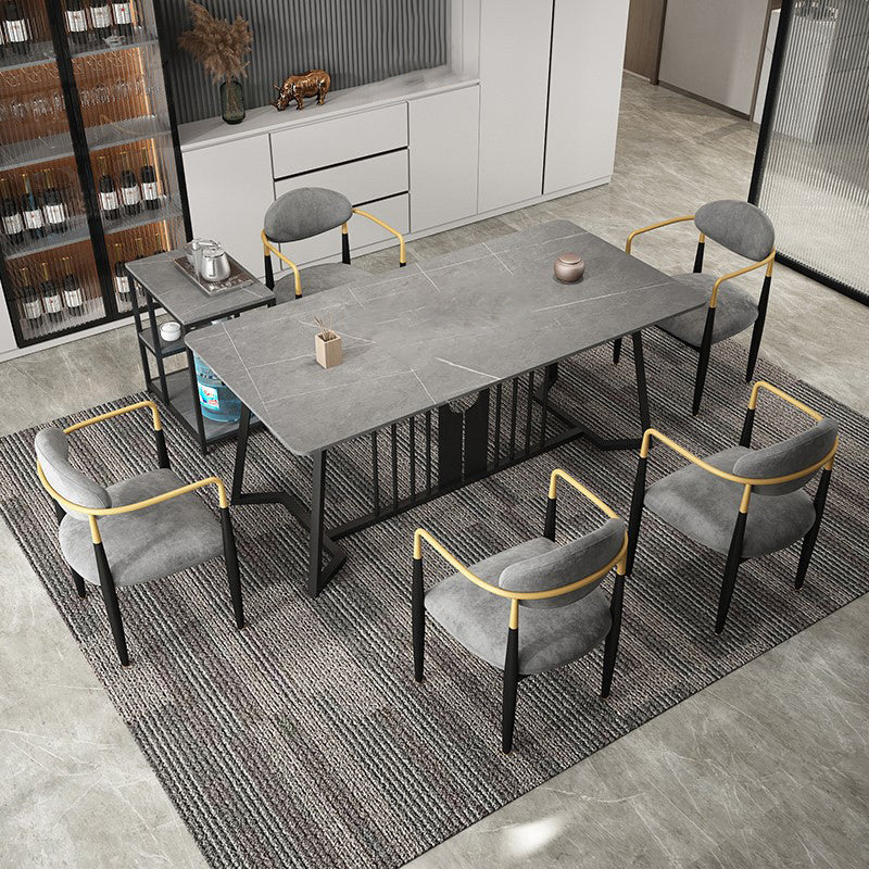 Contemporary Kitchen Dining Arm Chairs Upholstered Dining Chairs in Grey