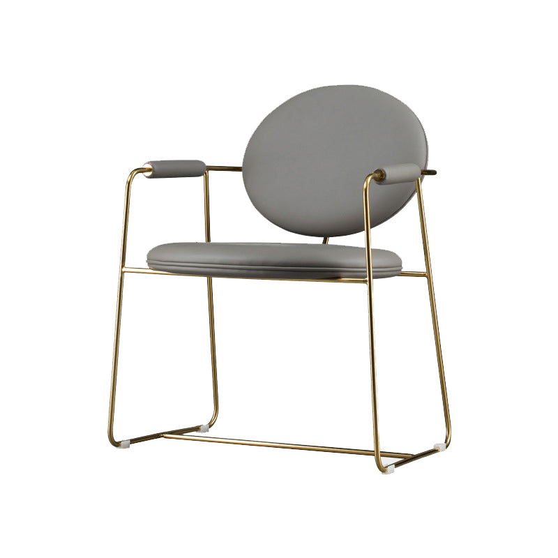 Glam Arm Chair Leather Open Back Dining Chair for Dining Room