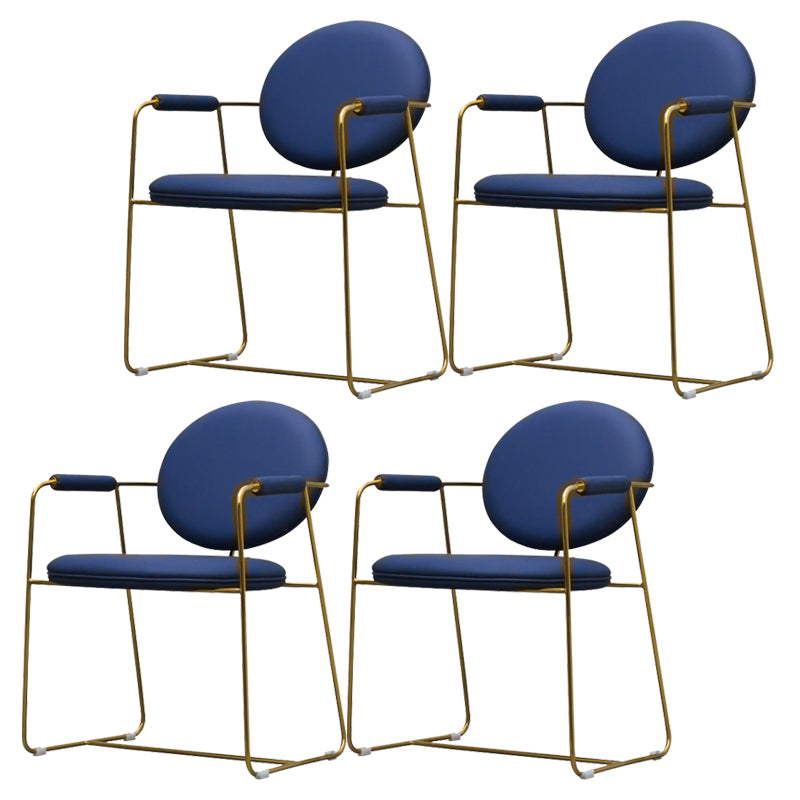 Glam Arm Chair Leather Open Back Dining Chair for Dining Room