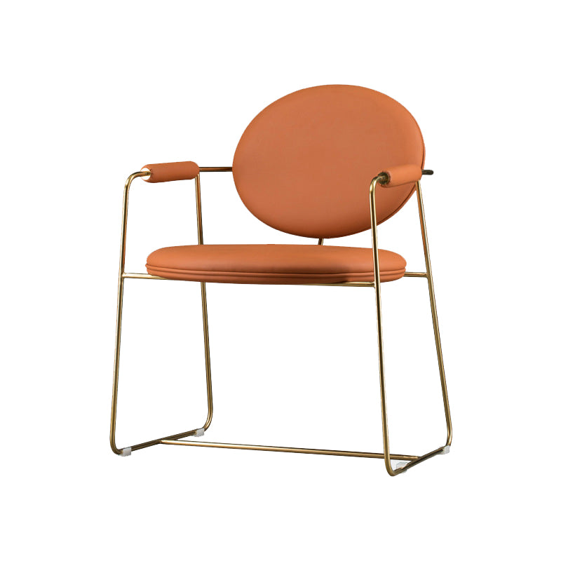 Glam Arm Chair Leather Open Back Dining Chair for Dining Room