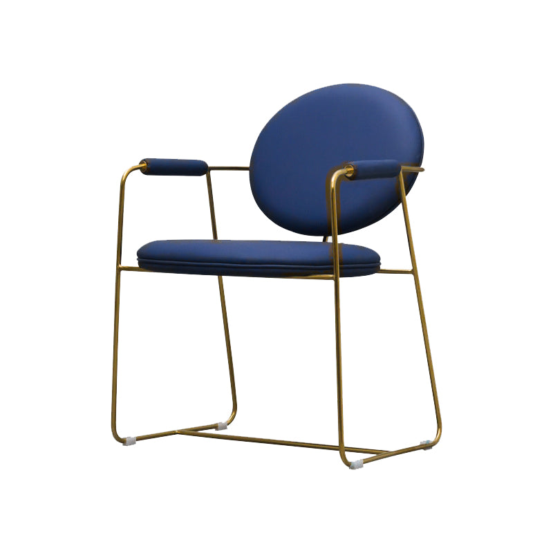 Glam Arm Chair Leather Open Back Dining Chair for Dining Room