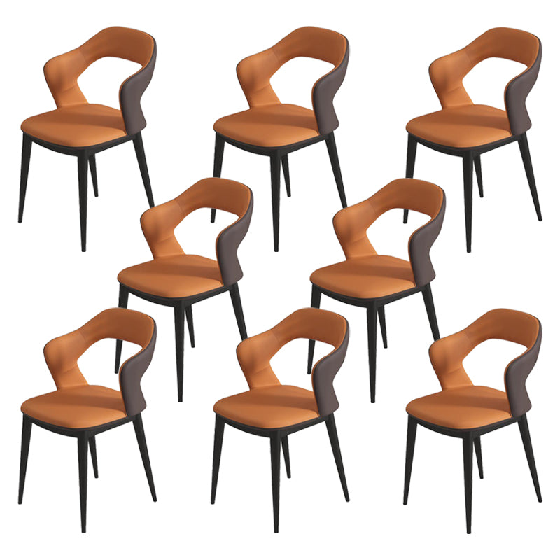 Modern Arm Chair Leather Open Back Dining Chair for Living Room