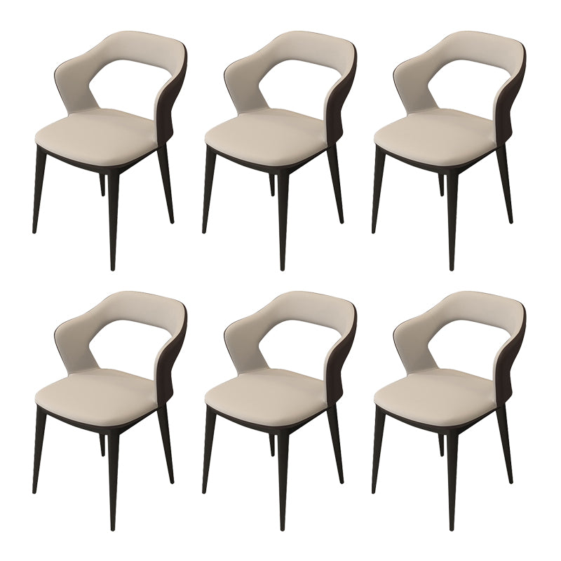 Modern Arm Chair Leather Open Back Dining Chair for Living Room