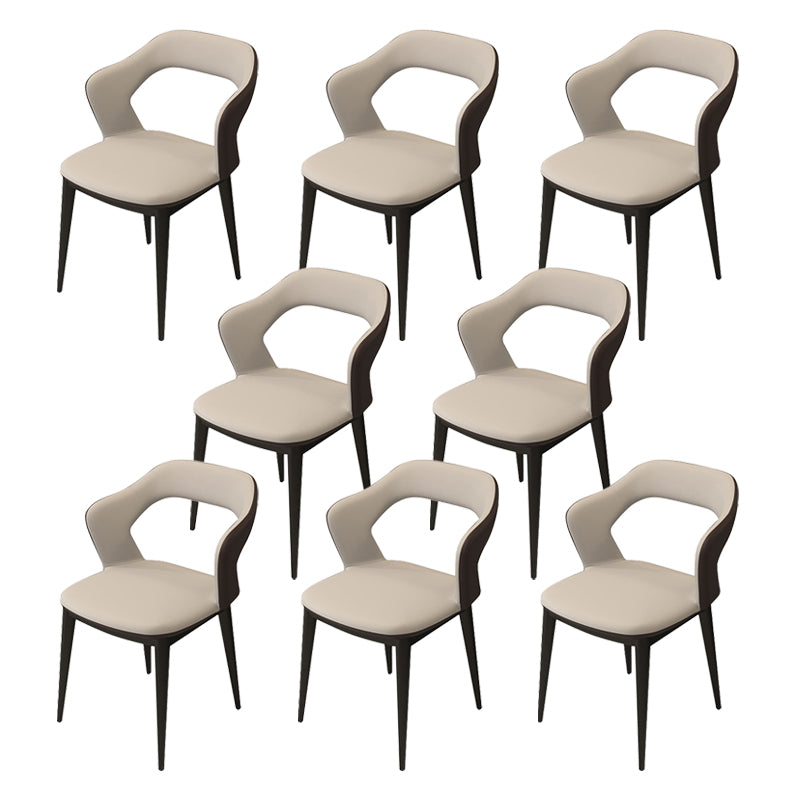 Modern Arm Chair Leather Open Back Dining Chair for Living Room