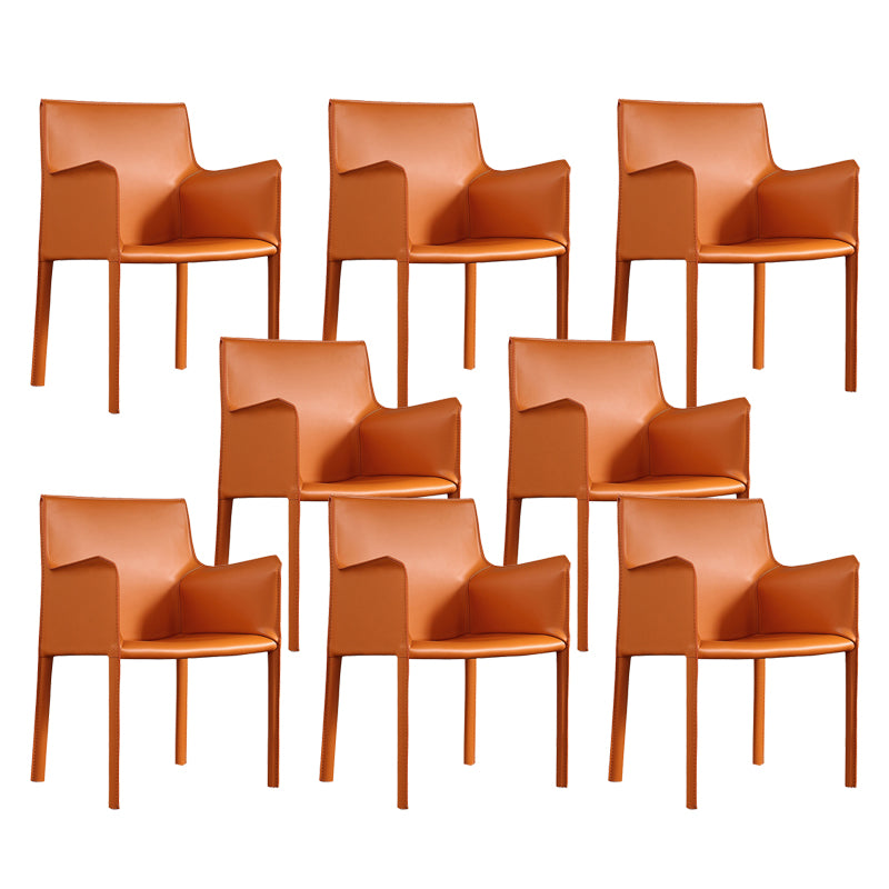 Modern Arm Chair Leather Indoor Dining Chair with Metal Base